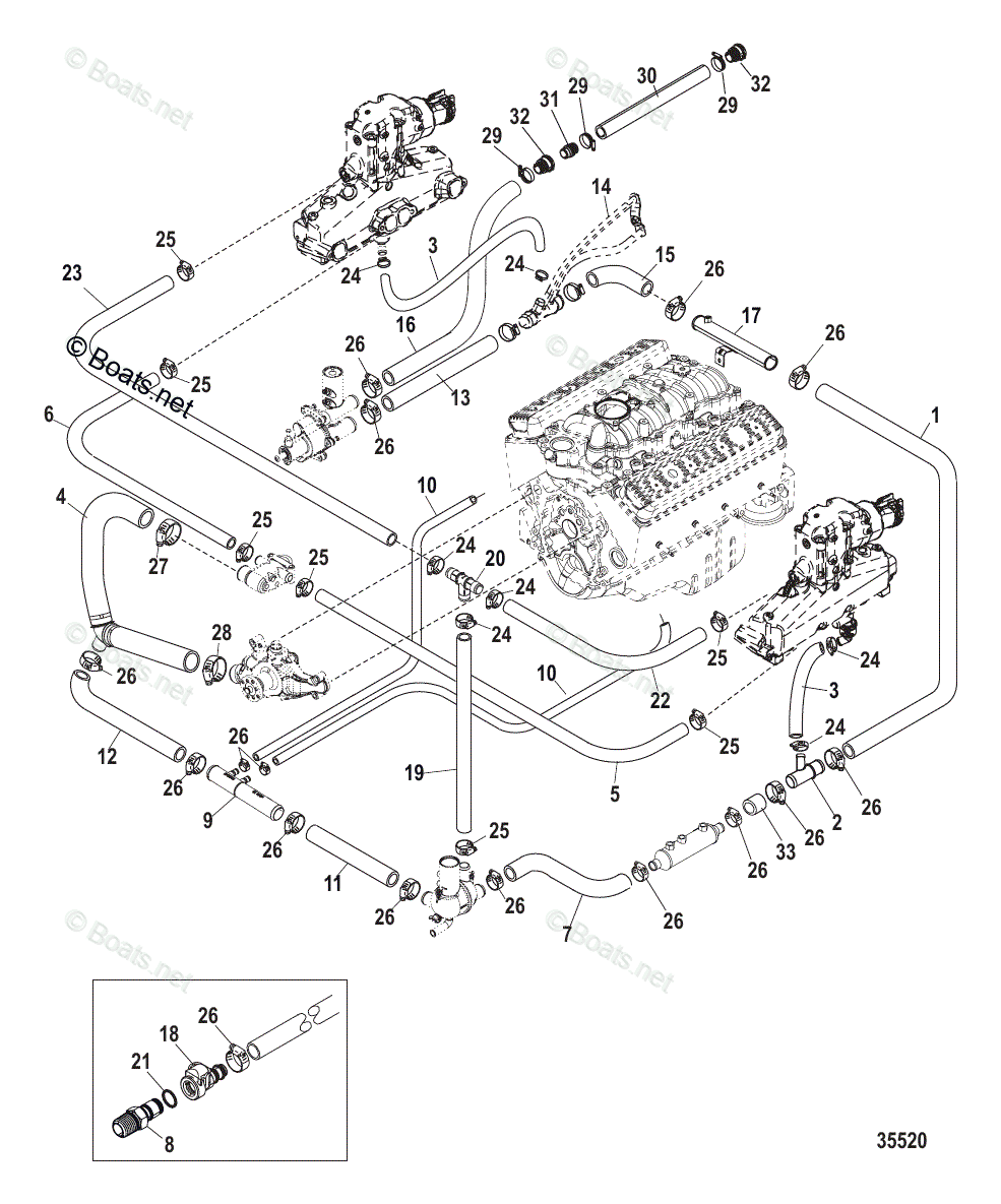 Mercruiser Sterndrive Gas Engines OEM Parts Diagram for Standard ...