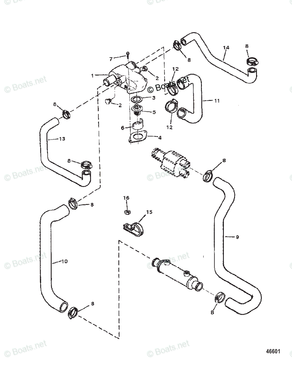 Mercruiser Inboard Gas Engines OEM Parts Diagram for THERMOSTAT HOUSING