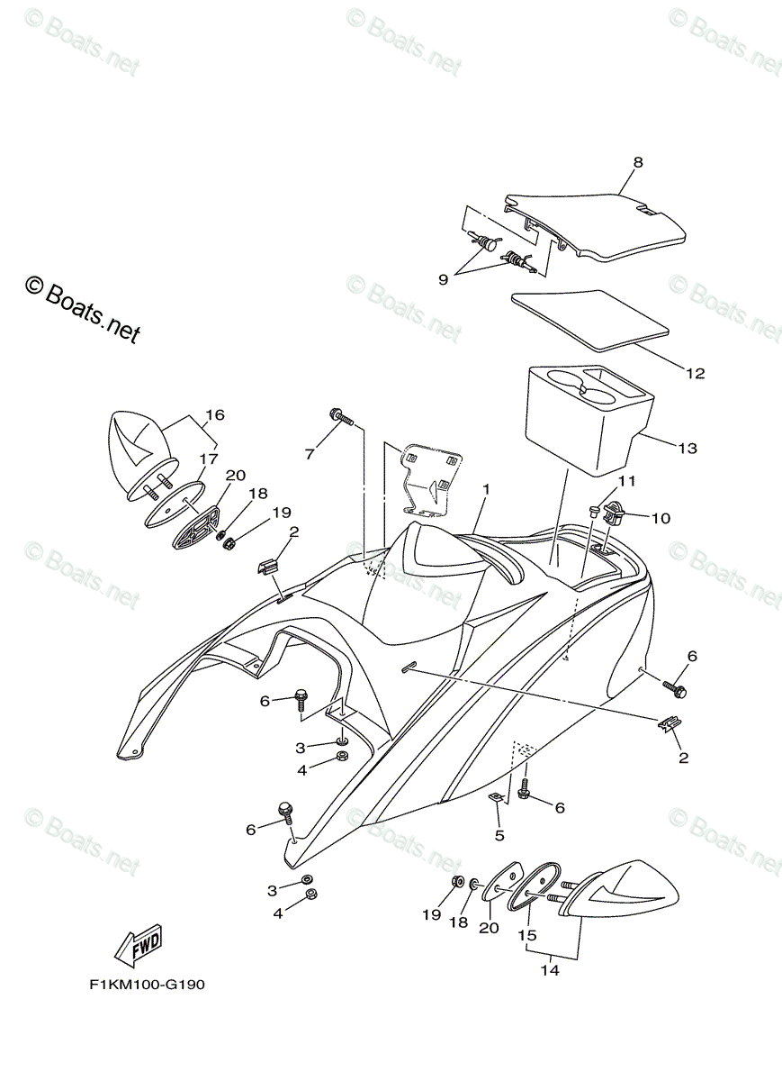今話題のアイテムを Yamaha Waverunner 2008 OEM Parts Diagram for Engine Hatch 1 水上オートバイ用