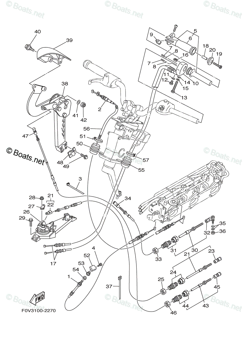Yamaha Waverunner 2004 OEM Parts Diagram for CONTROL CABLE Yamaha Waverunner 2004 OEM Parts Diagram for CONTROL CABLE