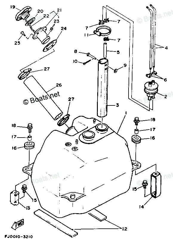 Yamaha Waverunner 1993 OEM Parts Diagram for FUEL TANK | Boats.net