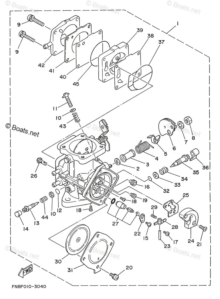 Yamaha Waverunner 1996 OEM Parts Diagram for CARBURETOR