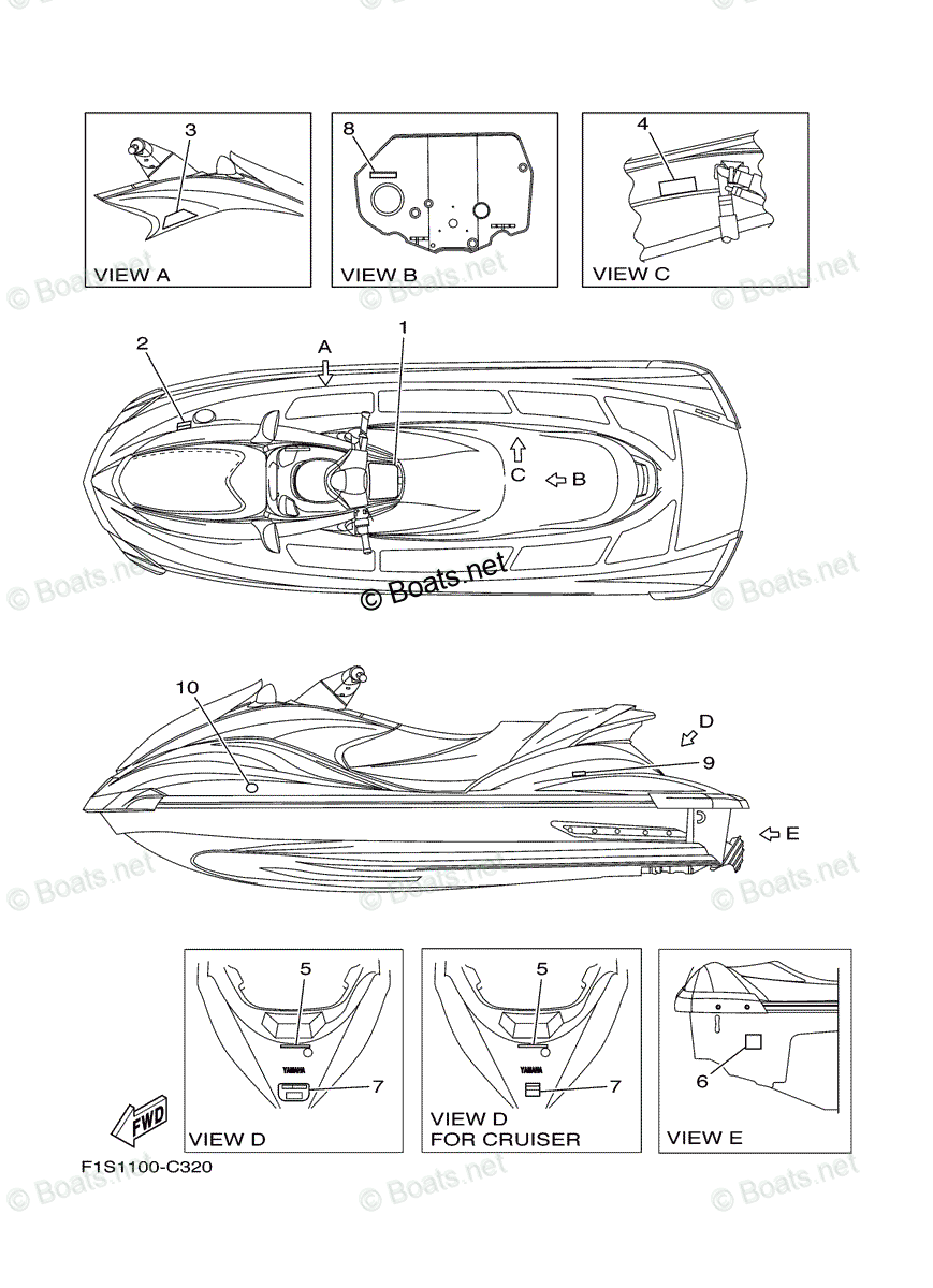 Yamaha Waverunner 2004 OEM Parts Diagram for Important Labels | Boats.net