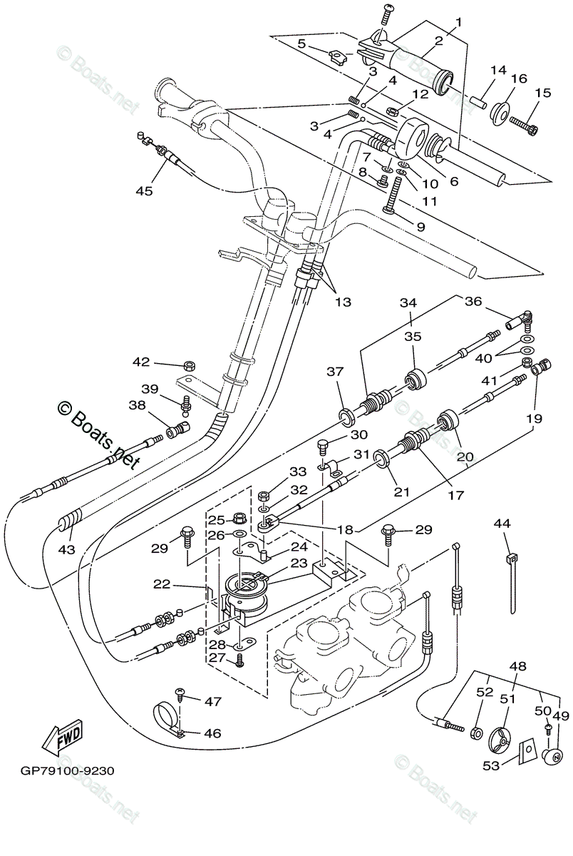 Yamaha Waverunner 1999 OEM Parts Diagram for CONTROL CABLE | Boats.net