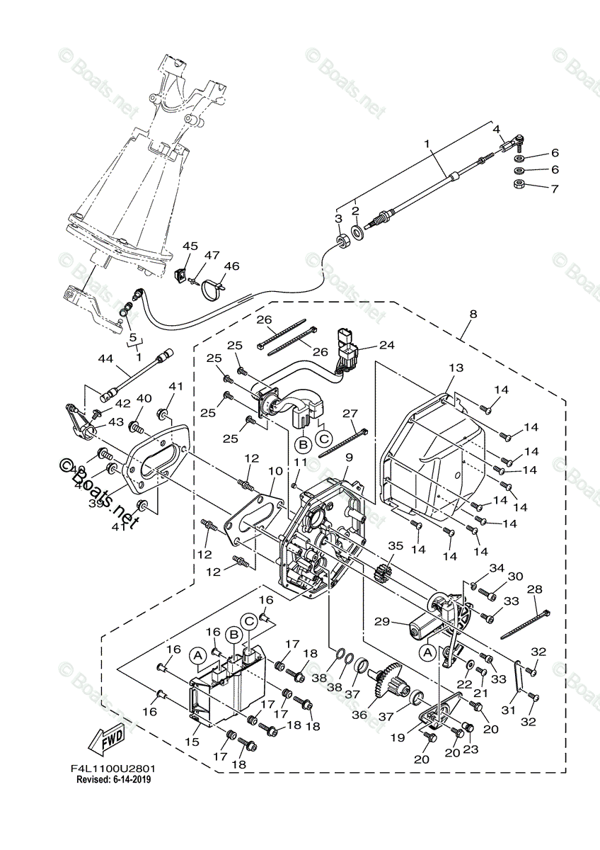 Yamaha Waverunner 2019 OEM Parts Diagram for CONTROL CABLE | Boats.net