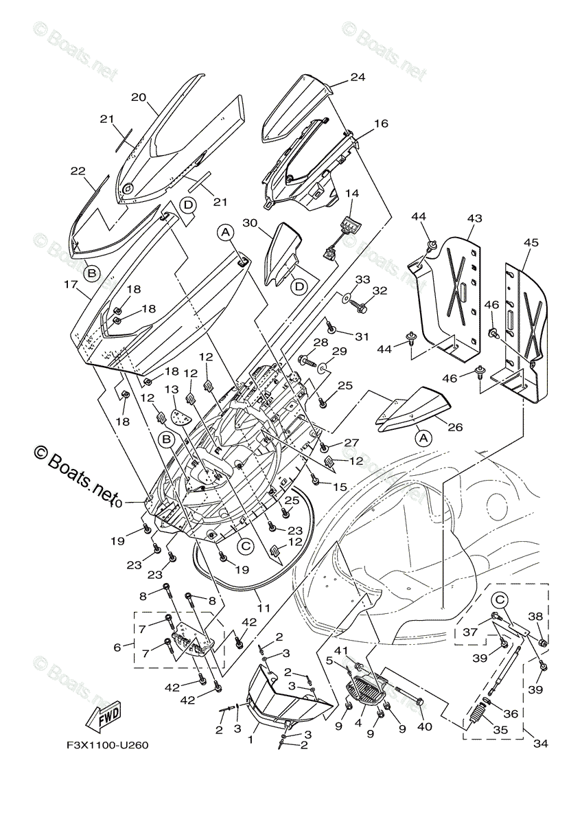 YAMAHA FXHighOutput'07 OEM section (ENGINE-HATCH-2) parts Used (部品番号F1X-6517C-00 LOCK, LID) [X2302-52] YAMAHA FXHighOutput'07 OEM section (STEERING-1) parts Used