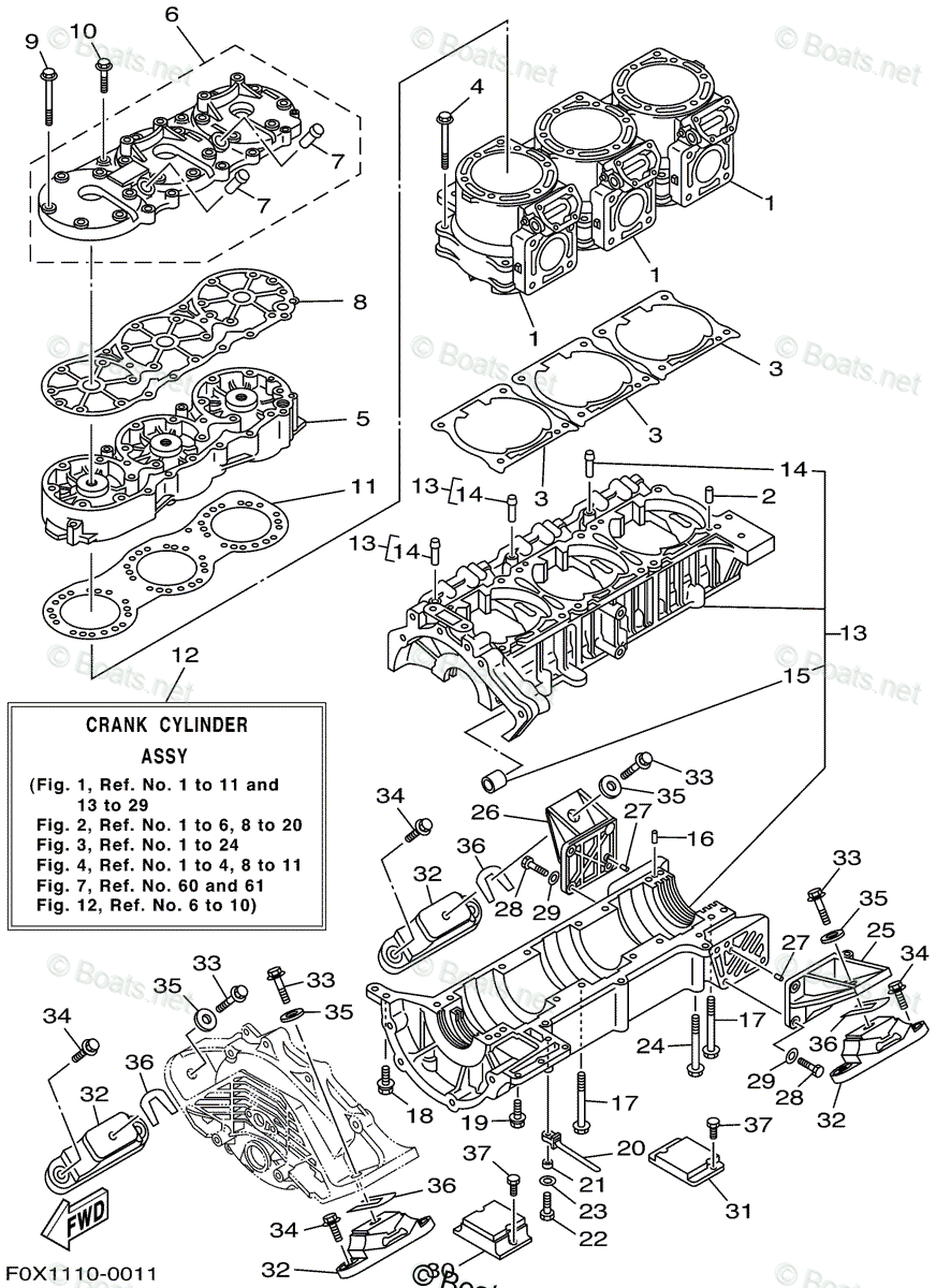 Yamaha Waverunner 2001 OEM Parts Diagram for Cylinder