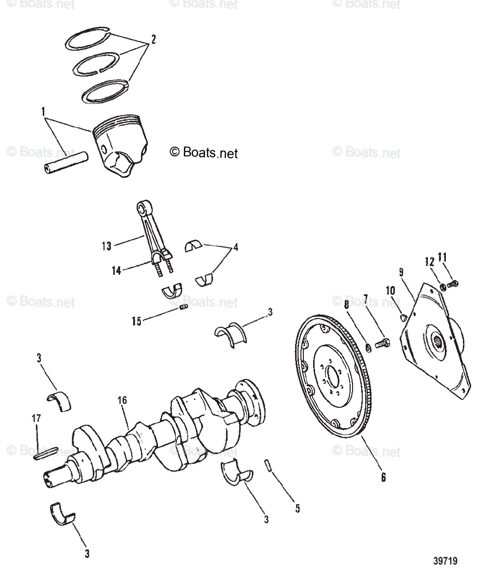 Mercruiser Sterndrive Gas Engines OEM Parts Diagram for Crankshaft And