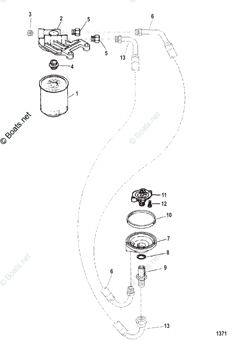 Mercruiser Inboard Gas Engines OEM Parts Diagram for REMOTE OIL FILTER