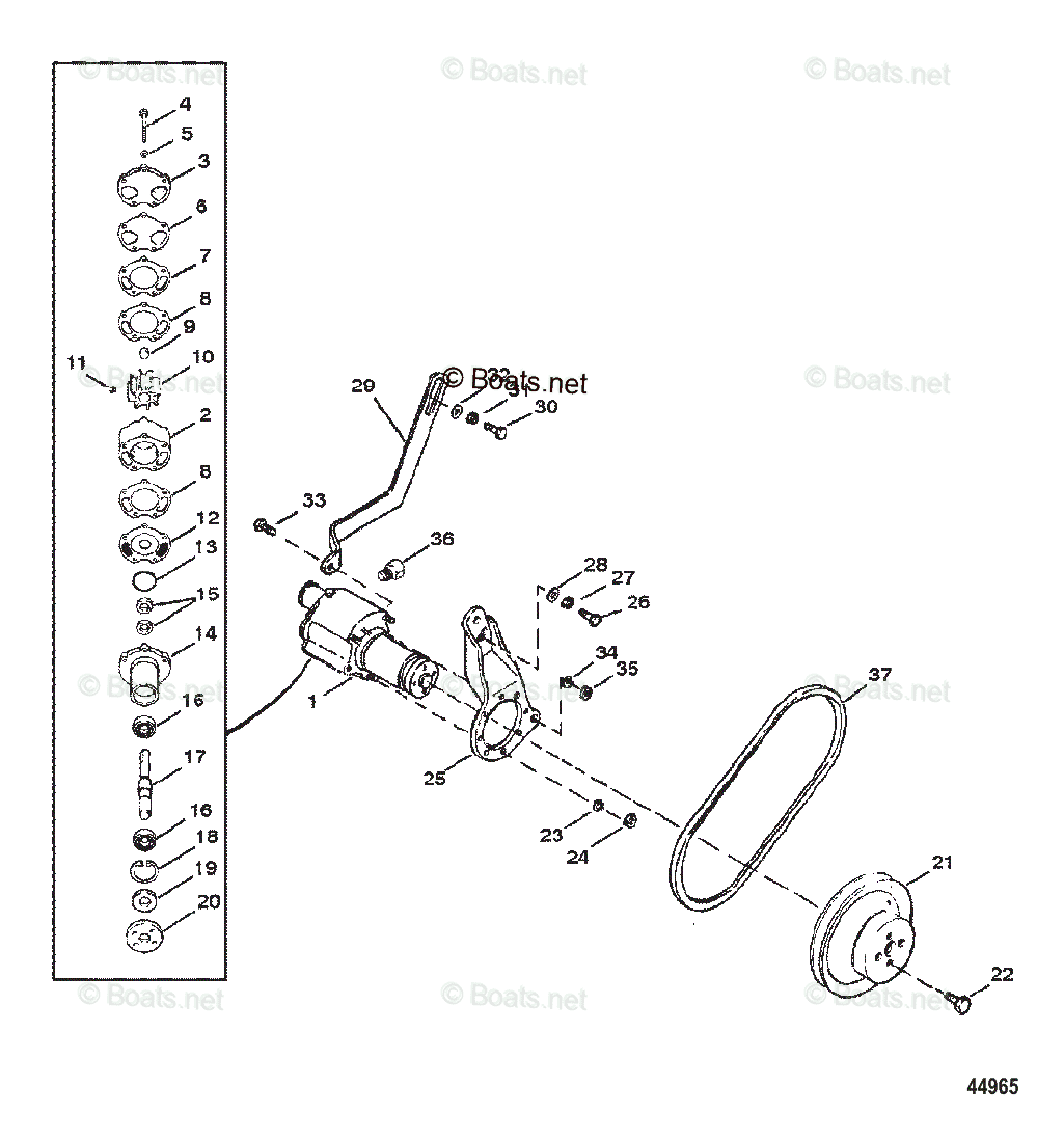 Mercruiser Inboard Gas Engines OEM Parts Diagram for Sea Water Pump
