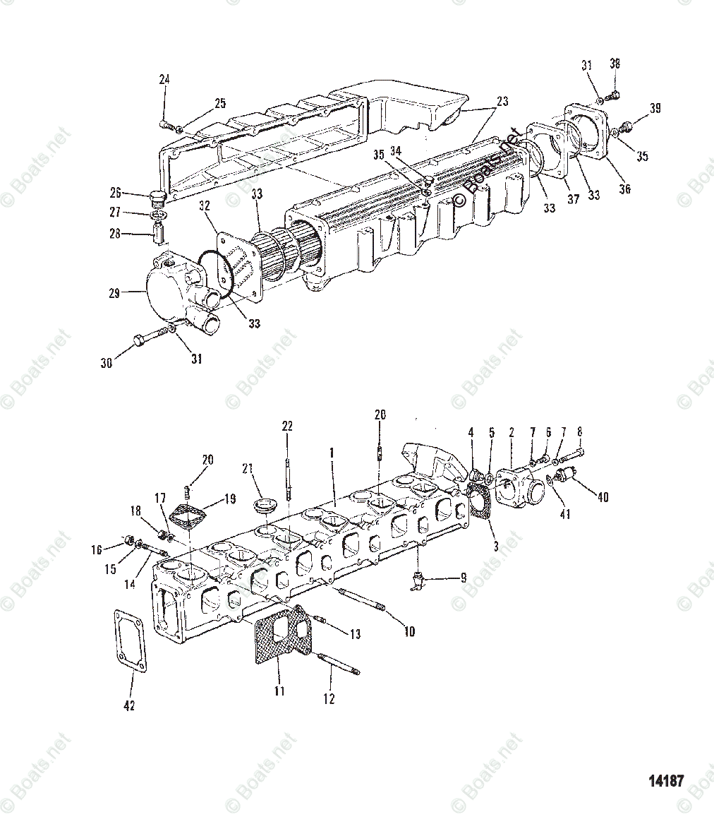 Mercruiser Inboard Diesel Engines OEM Parts Diagram For EXHAUST ...