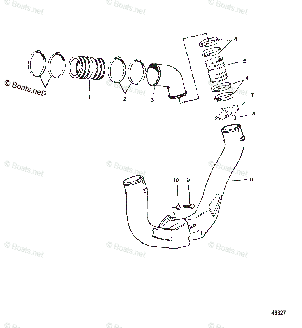 Mercruiser Sterndrive Gas Engines OEM Parts Diagram for Exhaust System