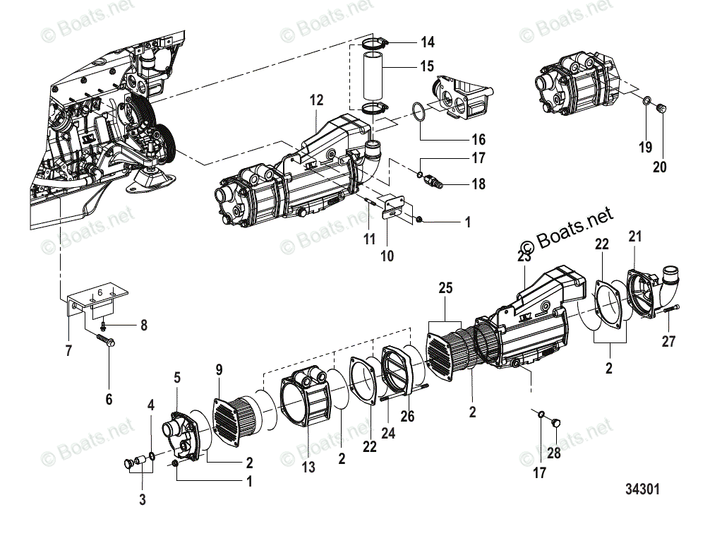 Mercruiser Sterndrive Diesel Engines OEM Parts Diagram for HEAT