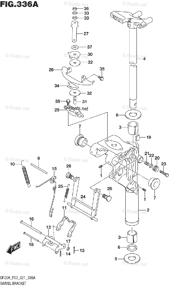 Suzuki Outboard 2021 OEM Parts Diagram for SWIVEL BRACKET (DF9.9B,DF15A