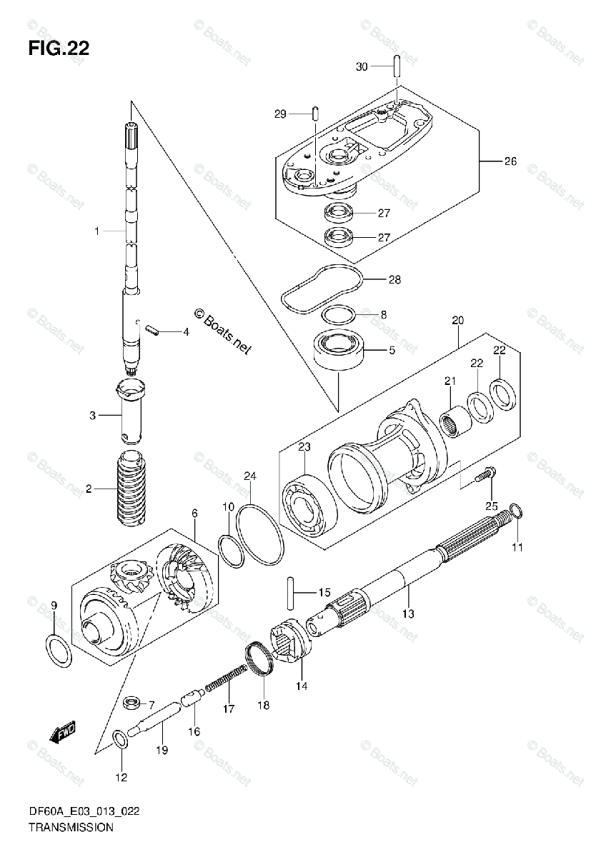 Suzuki Outboard 2013 OEM Parts Diagram for TRANSMISSION | Boats.net