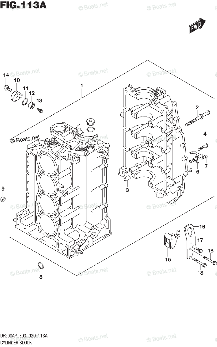 Suzuki Outboard 2020 OEM Parts Diagram for CYLINDER BLOCK | Boats.net