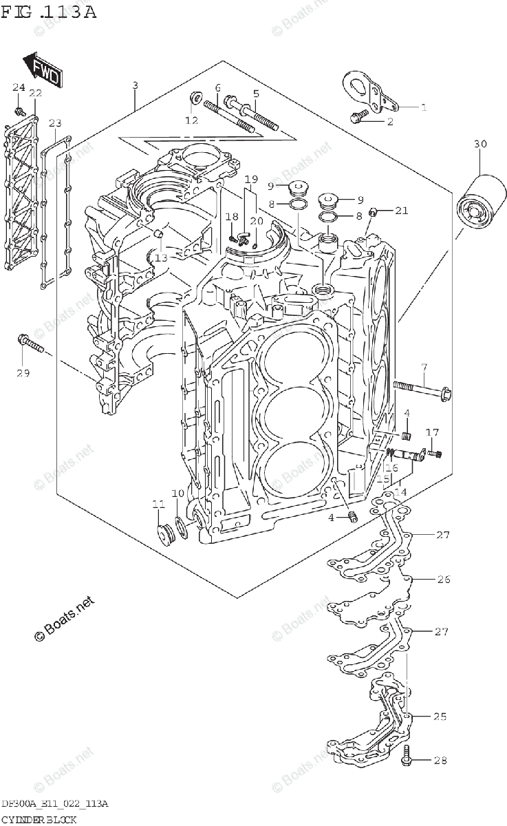 Suzuki Outboard 2022 OEM Parts Diagram for CYLINDER BLOCK