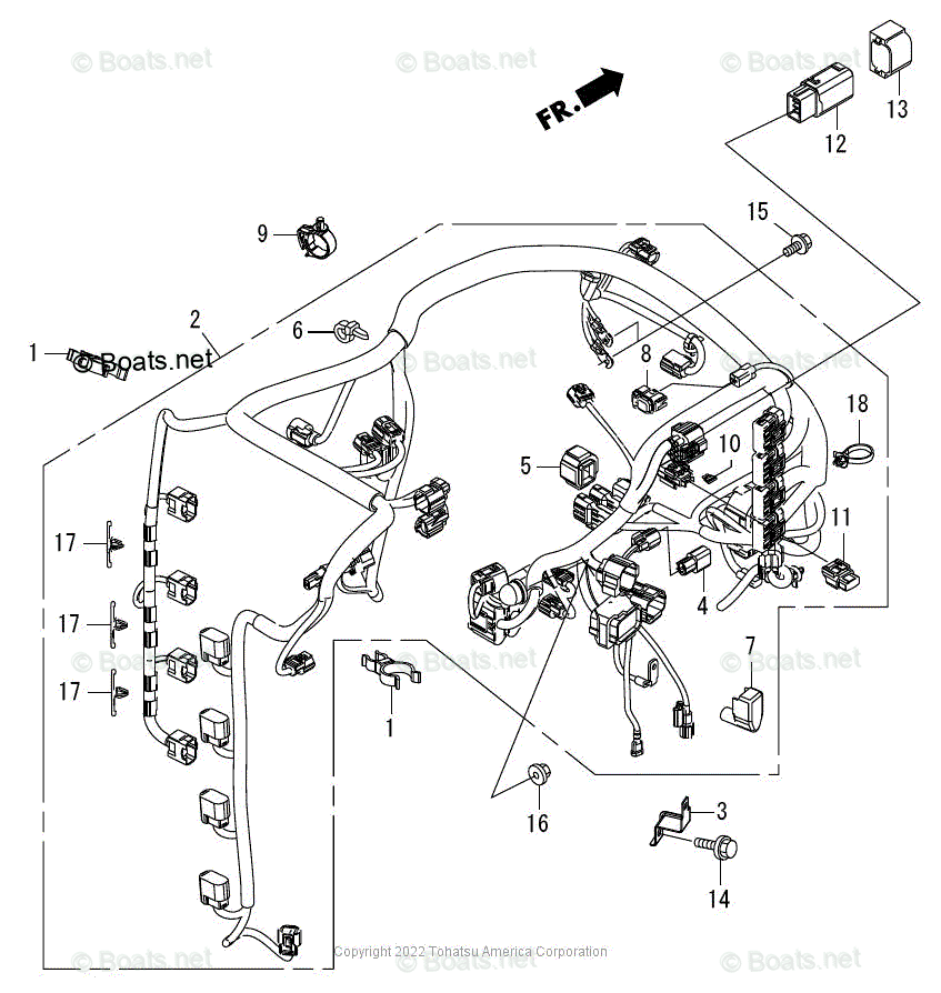 Tohatsu Outboard 2022 OEM Parts Diagram for Wire Harness