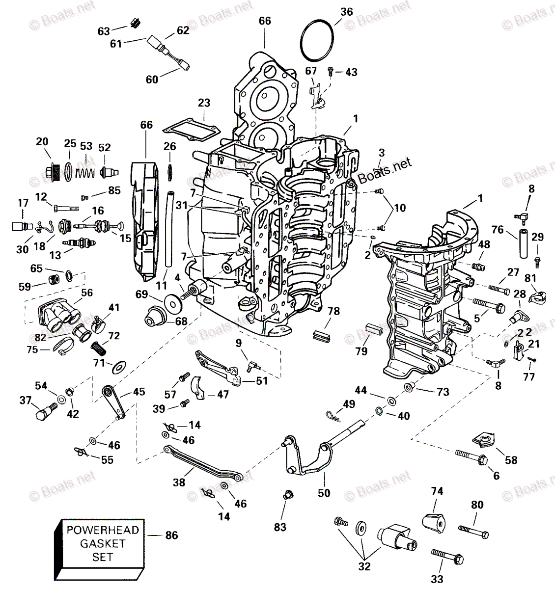 Johnson Outboard 2000 OEM Parts Diagram for Cylinder And Crankcase ...