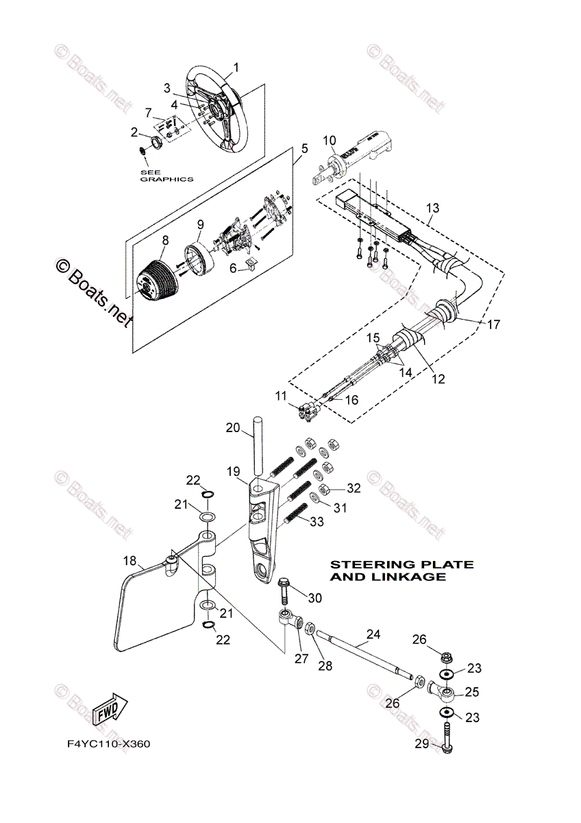 Yamaha Boats 2022 OEM Parts Diagram for Steering
