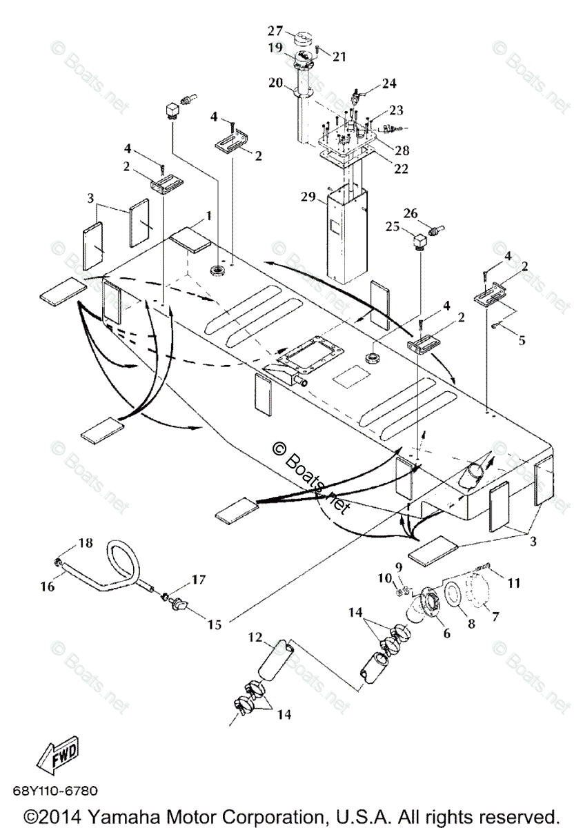 Yamaha Boats 2002 OEM Parts Diagram for FUEL TANK