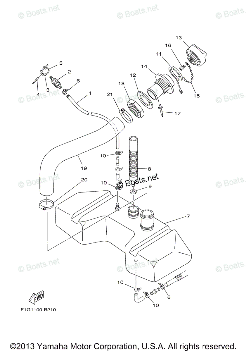 Yamaha Waverunner 2005 OEM Parts Diagram for Oil Tank