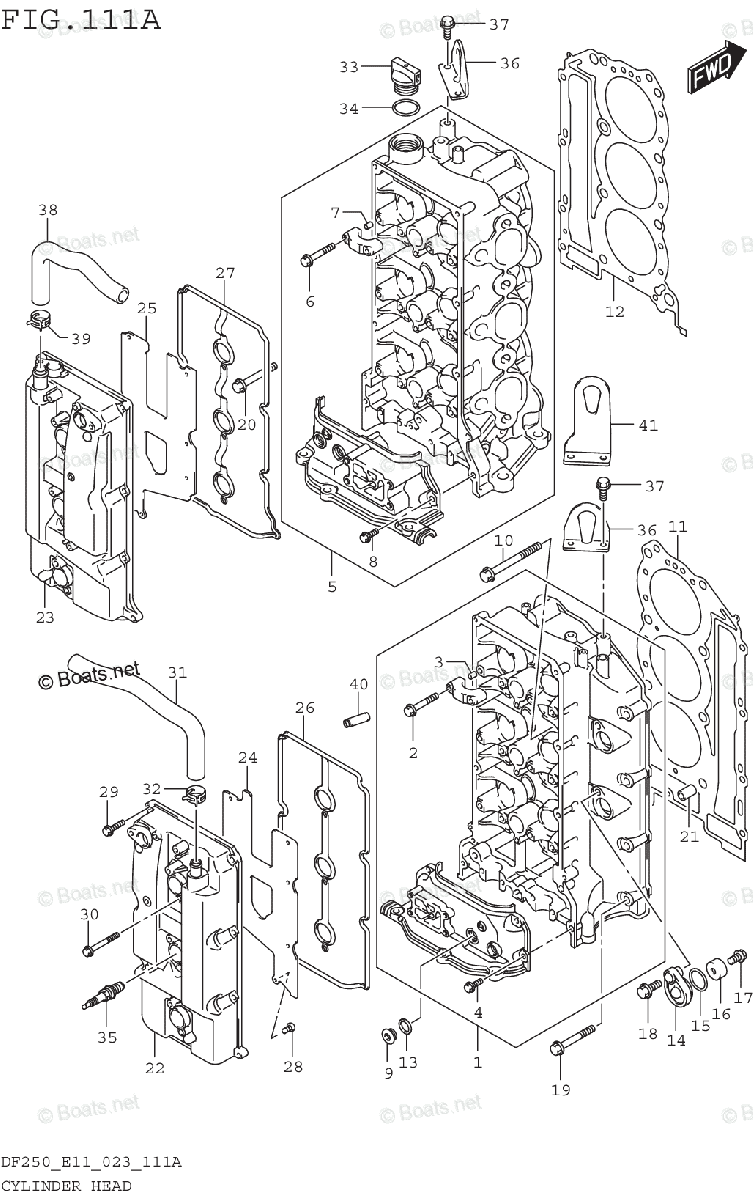 Suzuki Outboard 2023 OEM Parts Diagram for CYLINDER HEAD (DF200T DF200Z ...