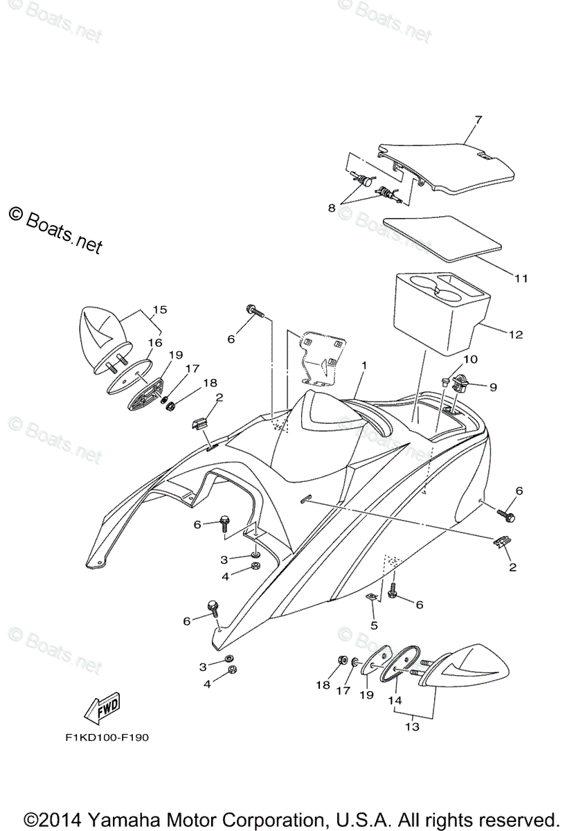 Yamaha Waverunner Parts 2007 OEM Parts Diagram for Engine Hatch 1