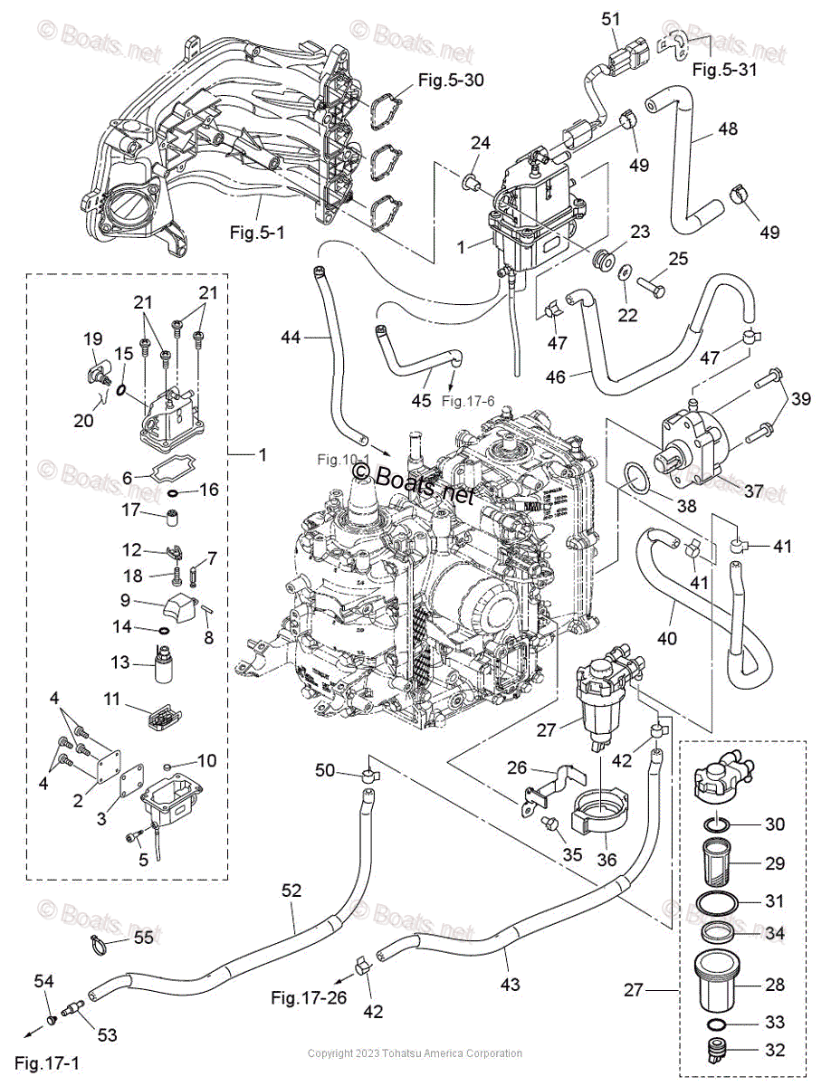 Tohatsu Outboard 2023 OEM Parts Diagram for Fuel System