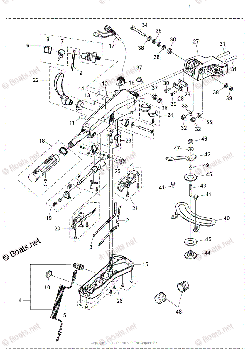 Tohatsu Outboard 2023 OEM Parts Diagram for MULTI TILLER HANDLE