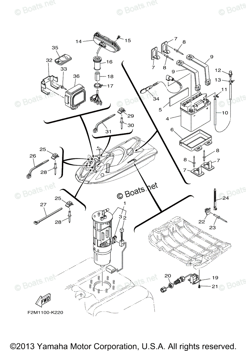 Yamaha Waverunner 2014 OEM Parts Diagram for Electrical 3