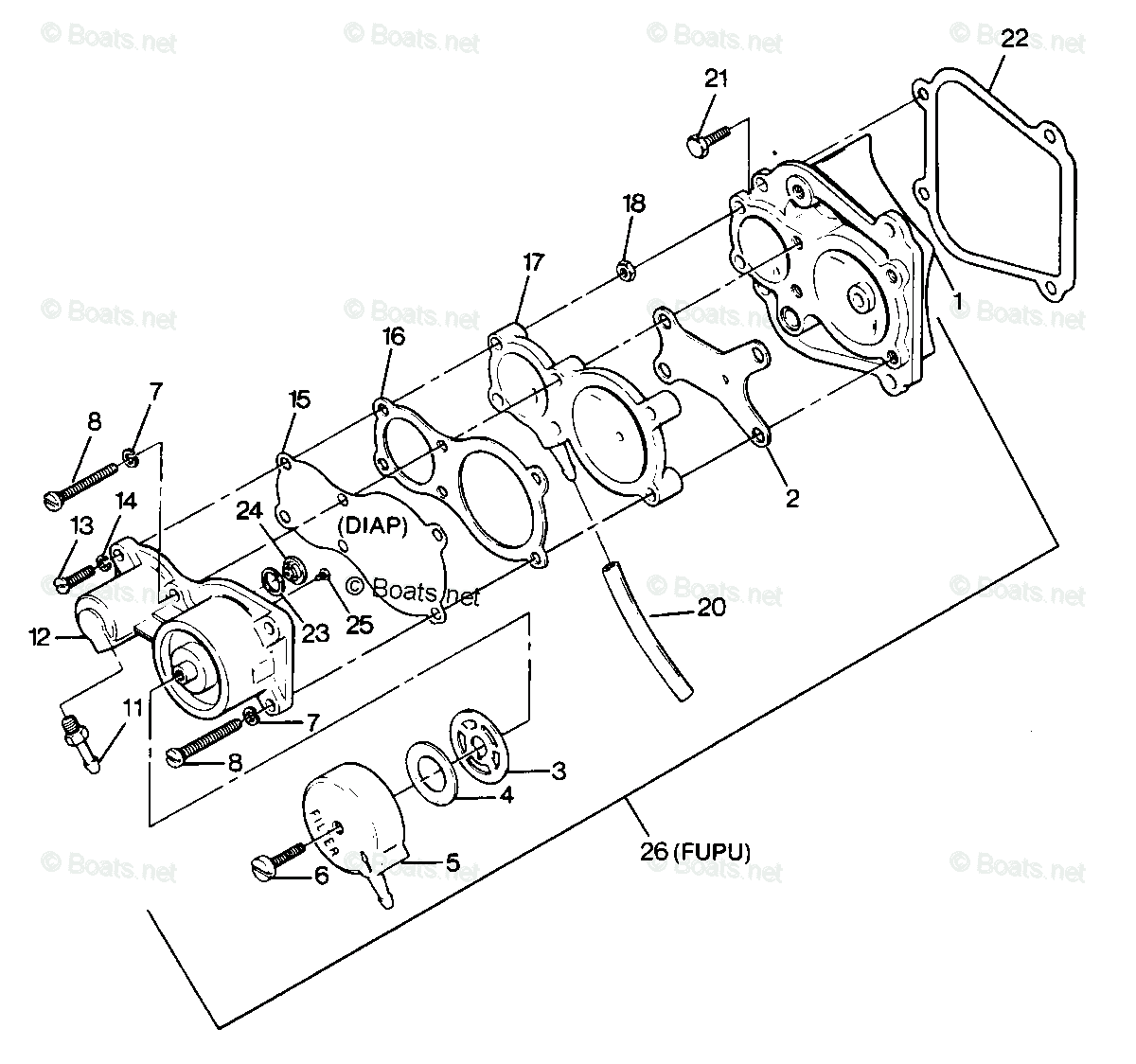 みーページ Force Outboard 1988 OEM Parts Diagram for FUEL PUMP | Boats.net