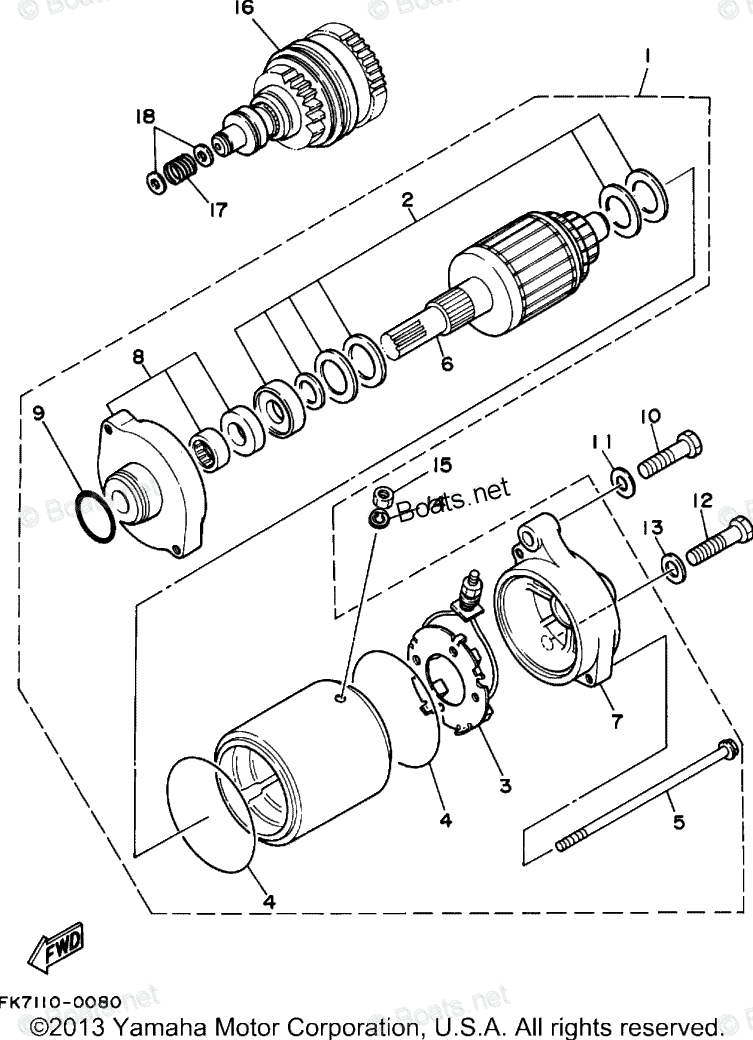 Yamaha Waverunner Parts 1995 OEM Parts Diagram for STARTING MOTOR