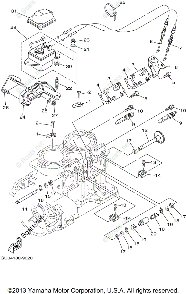 Yamaha Waverunner 1999 OEM Parts Diagram for Cylinder Crankcase 2 ...