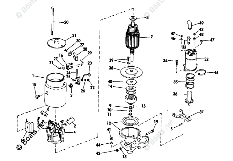 OMC Sterndrive 3.0L 181 CID Inline 4 OEM Parts Diagram for Starter ...