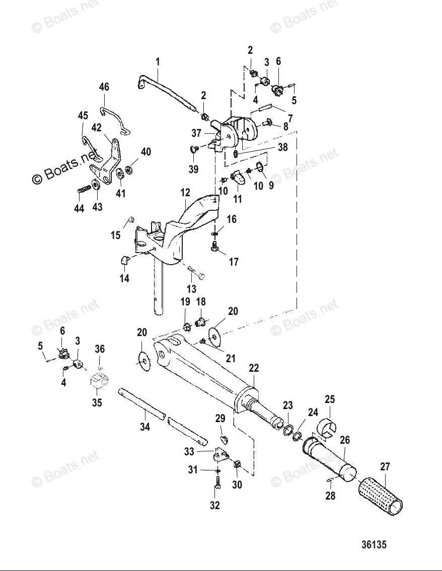 Mercury Outboard 25HP OEM Parts Diagram for Tiller Handle / Linkage ...