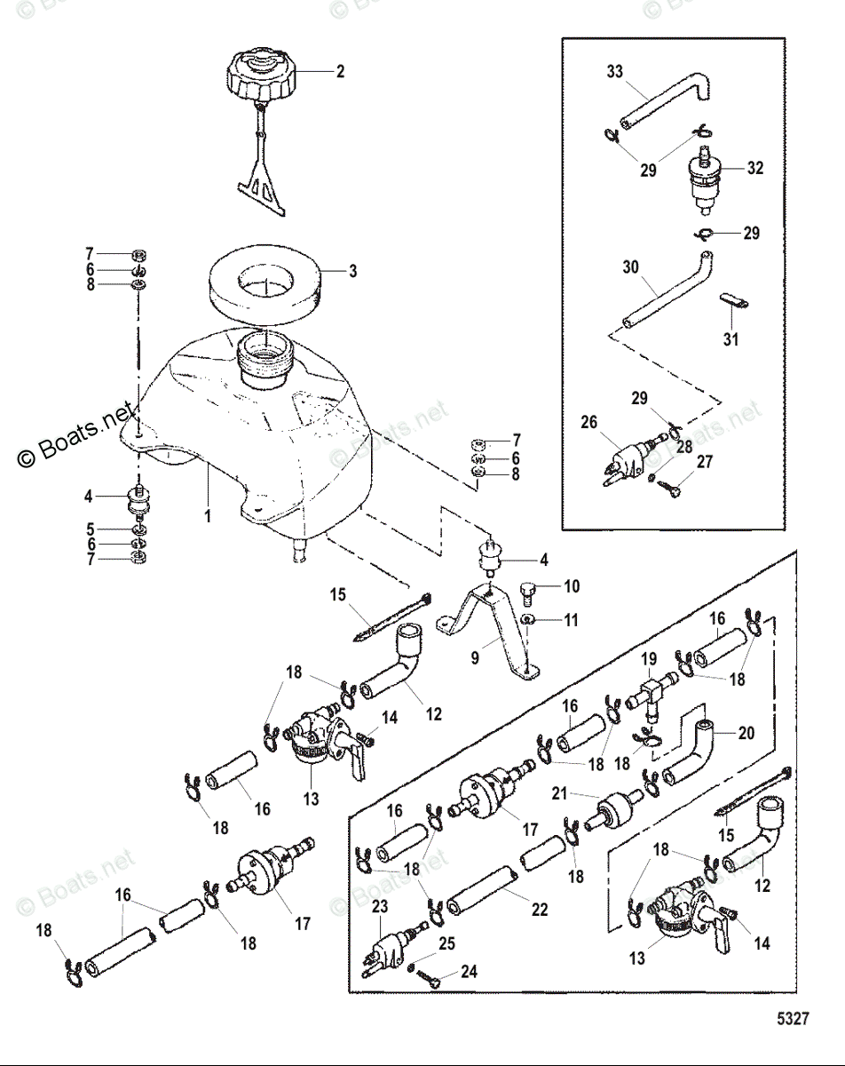 Mercury Outboard 40HP OEM Parts Diagram for FUEL TANK
