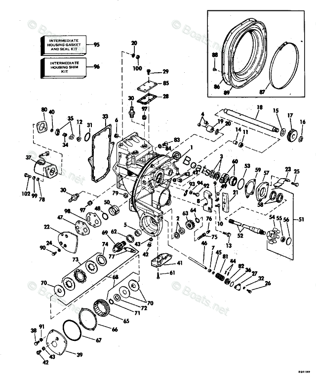 OMC Sterndrive 5.0L 305 CID V8 OEM Parts Diagram for Intermediate ...