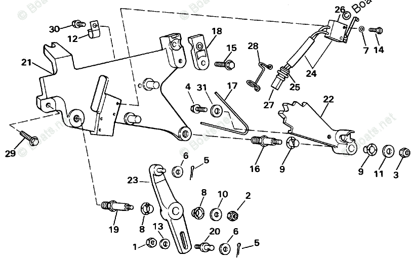 OMC Sterndrive 5.0L 305 CID V8 OEM Parts Diagram for Shift Bracket ...