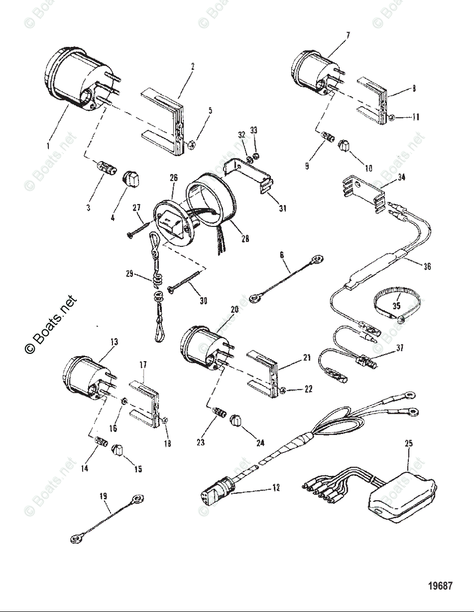 Mariner Outboard 1989 OEM Parts Diagram for Instrumentation(Mercury and ...