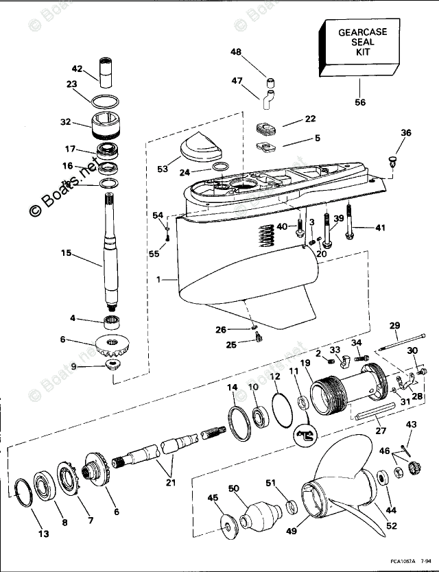 OMC Sterndrive 5.0L 305 CID V8 OEM Parts Diagram for Lower Gearcase ...