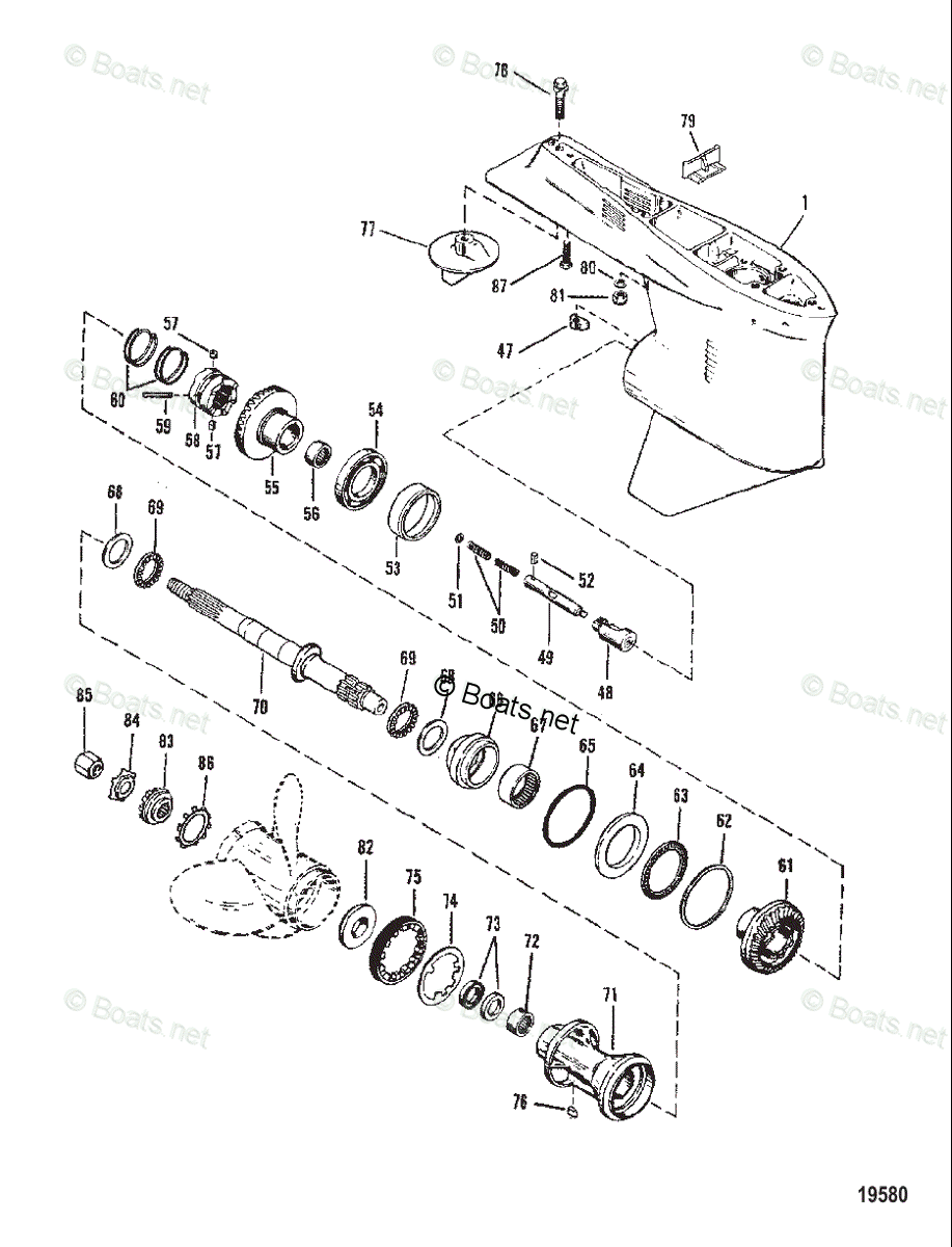 Mariner Outboard 1989 OEM Parts Diagram For Gear Housing(Propeller ...