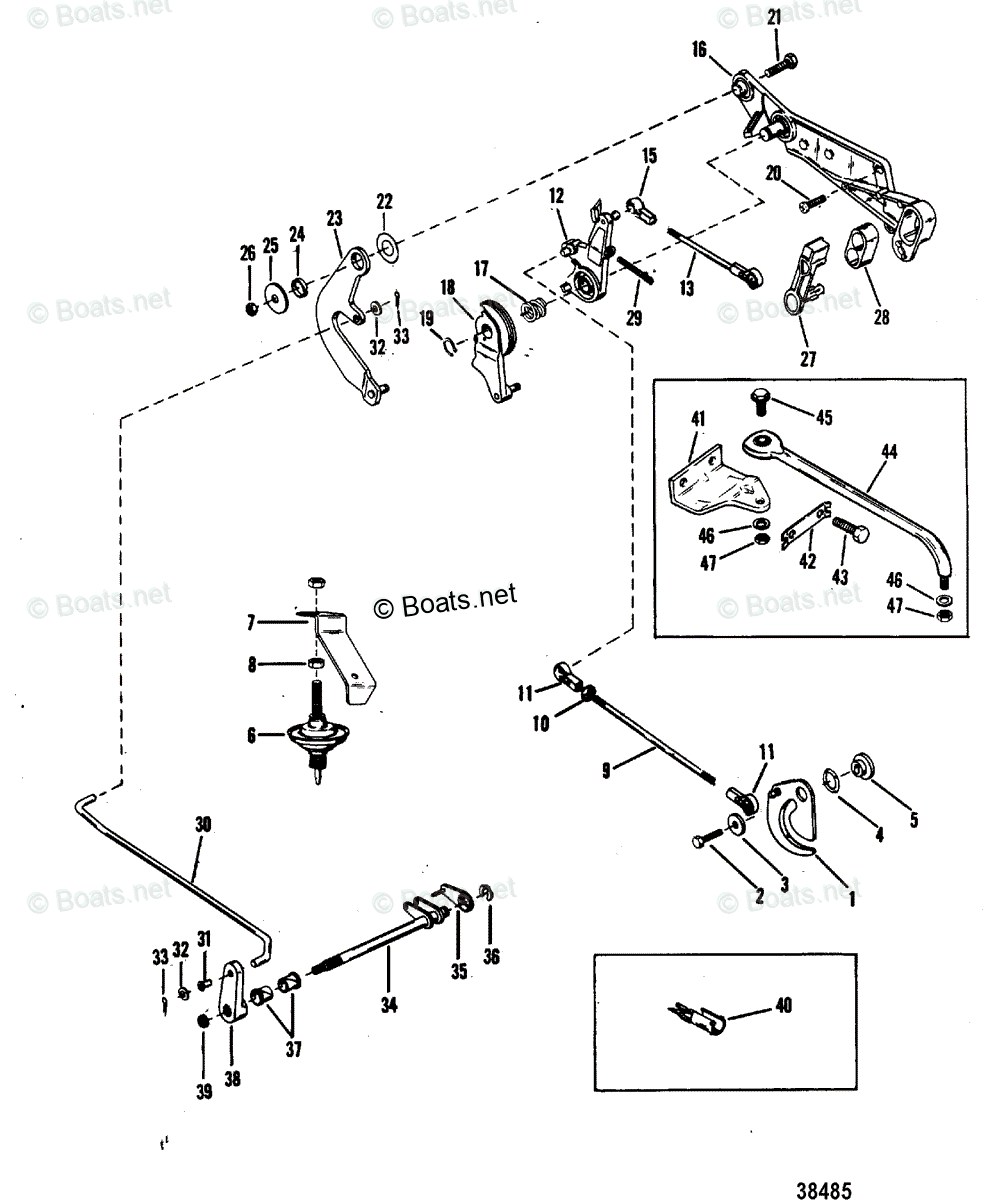 Mariner Outboard 1985 OEM Parts Diagram for Throttle and Shift Linkage ...