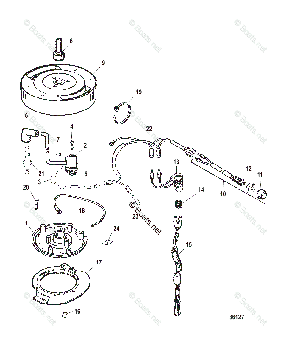 Mercury Outboard 25HP OEM Parts Diagram for Ignition System