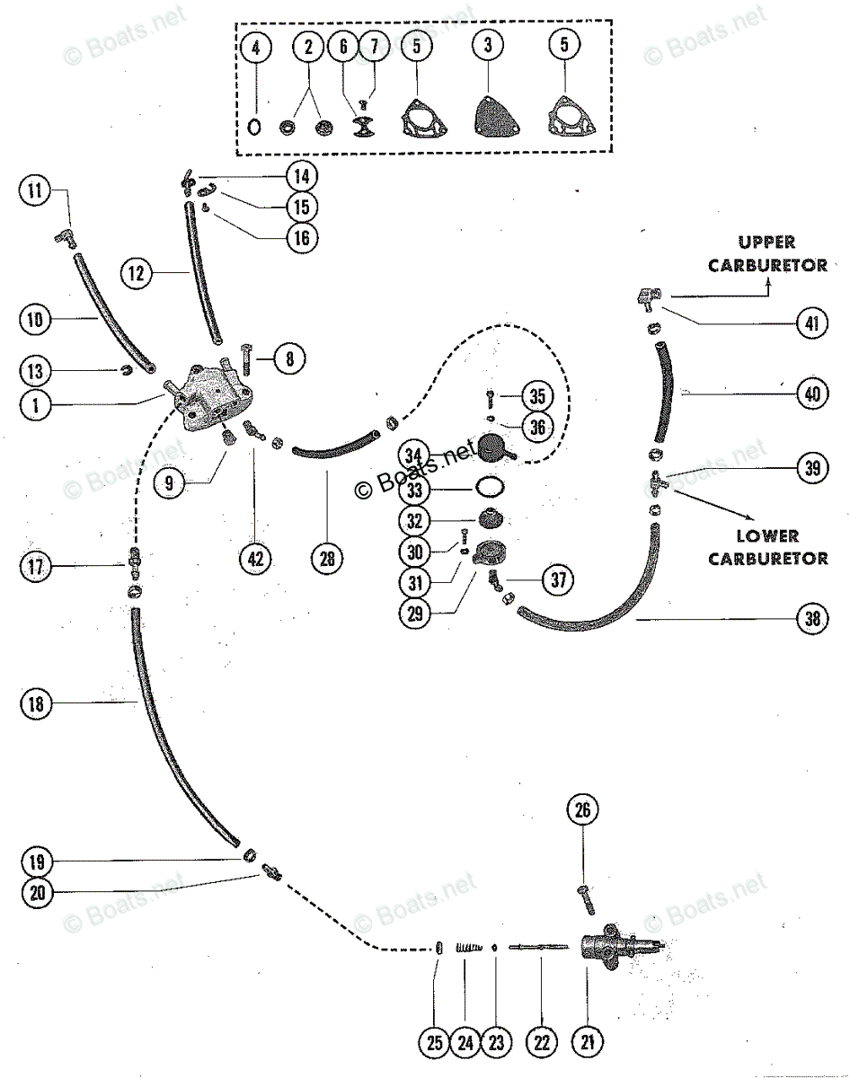 Mercury Outboard 65HP OEM Parts Diagram for Fuel Pump, Fuel Filter and