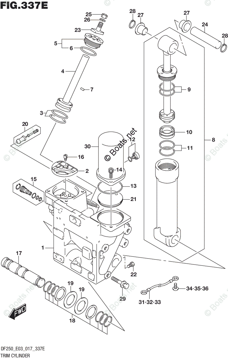 Suzuki Outboard Parts by Model DF 250 OEM Parts Diagram for Trim