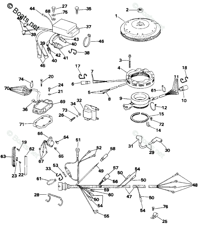 OMC Quiet Rider 90HP OEM Parts Diagram for Ignition System | Boats.net