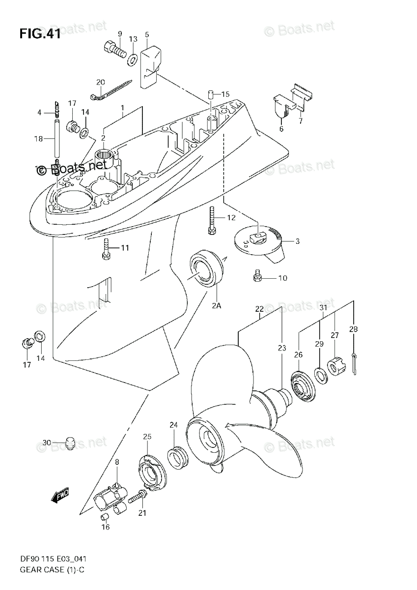 Suzuki Outboard Parts by Model DF 115 OEM Parts Diagram for Gear Case