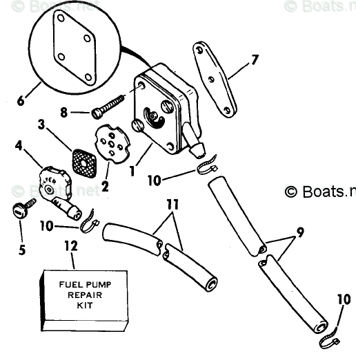 Johnson Outboard 14HP OEM Parts Diagram for FUEL PUMP