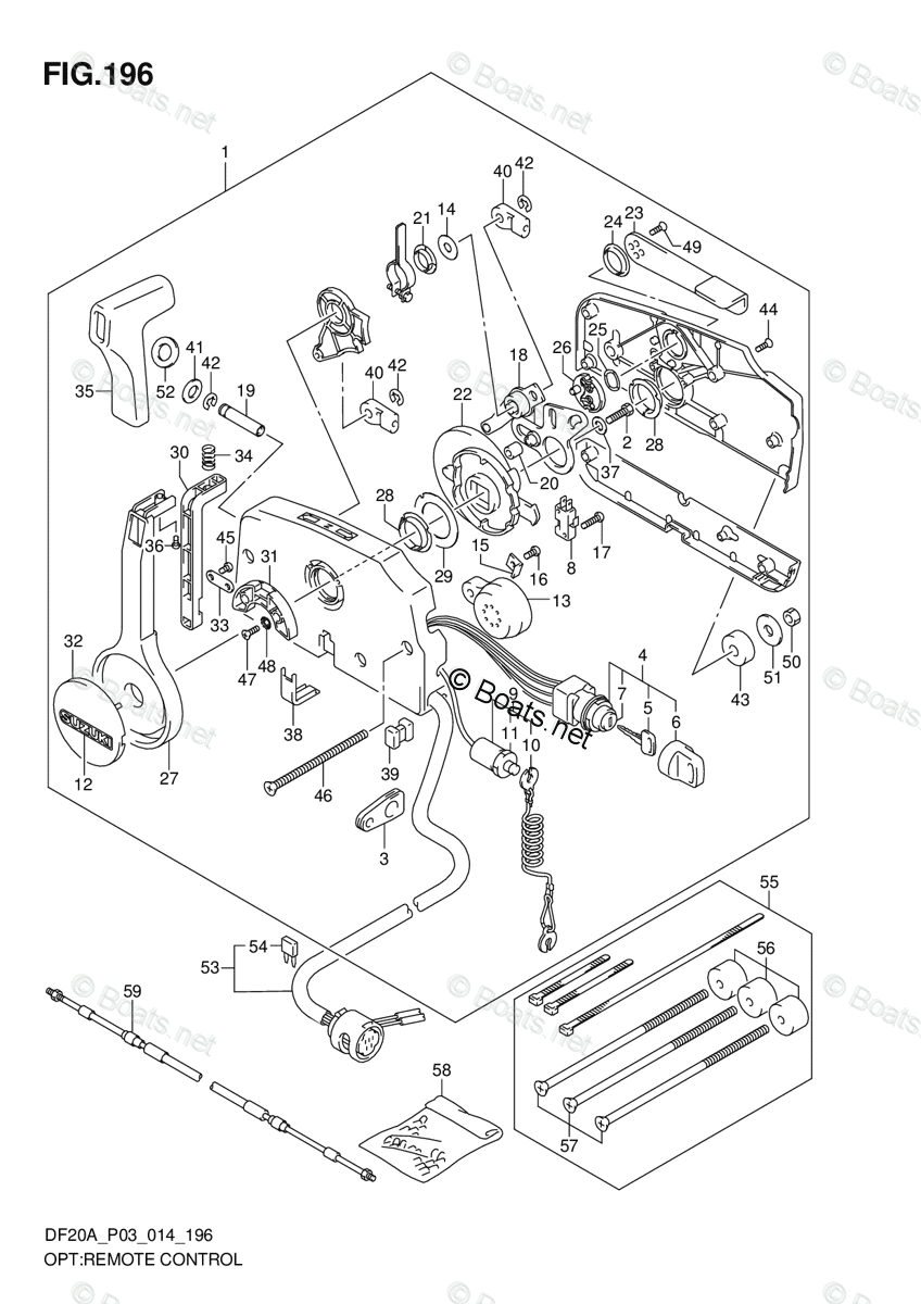 Suzuki Outboard 2014 OEM Parts Diagram for OPTREMOTE CONTROL (DF20A